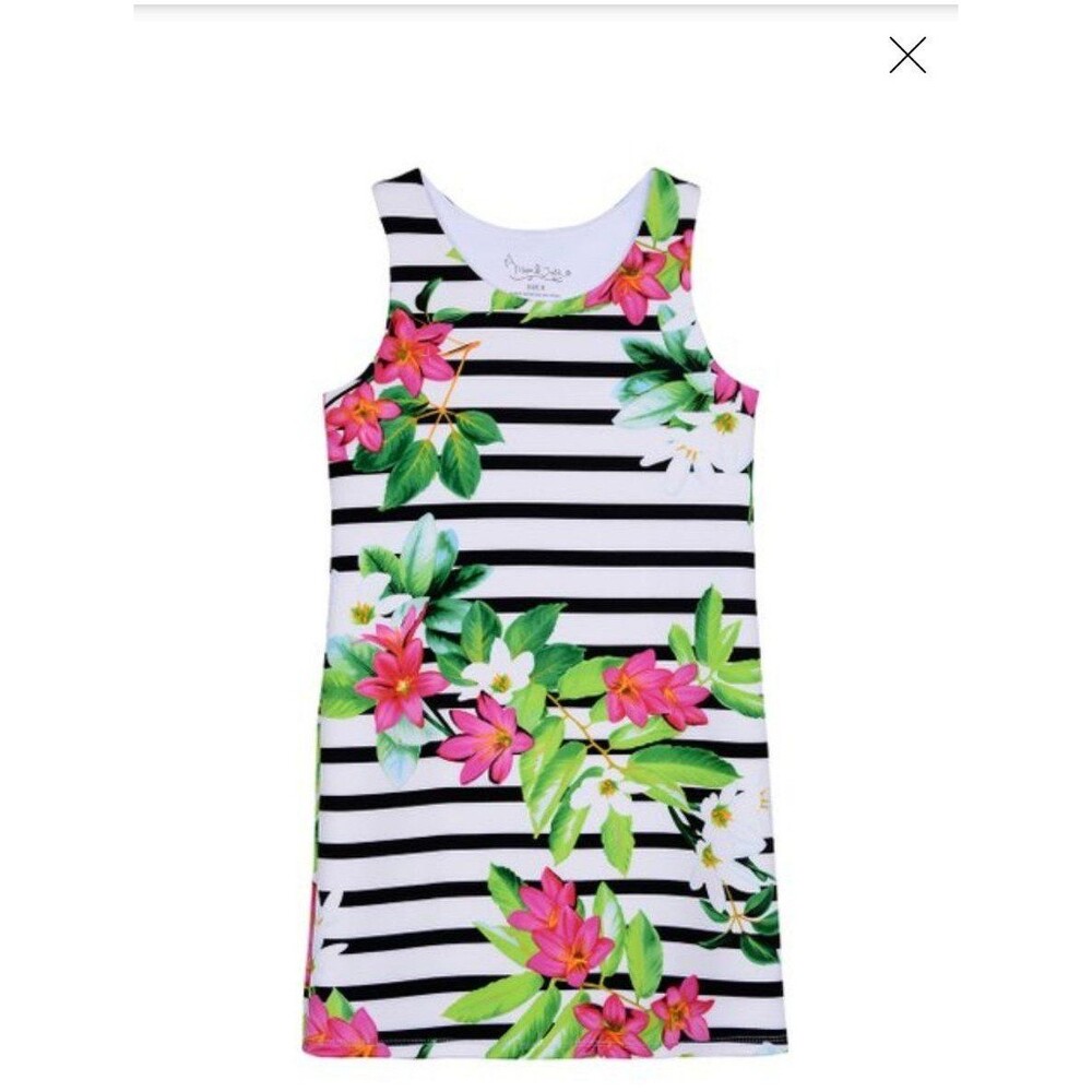 White&Black Stripe Floral Dress Girls
10